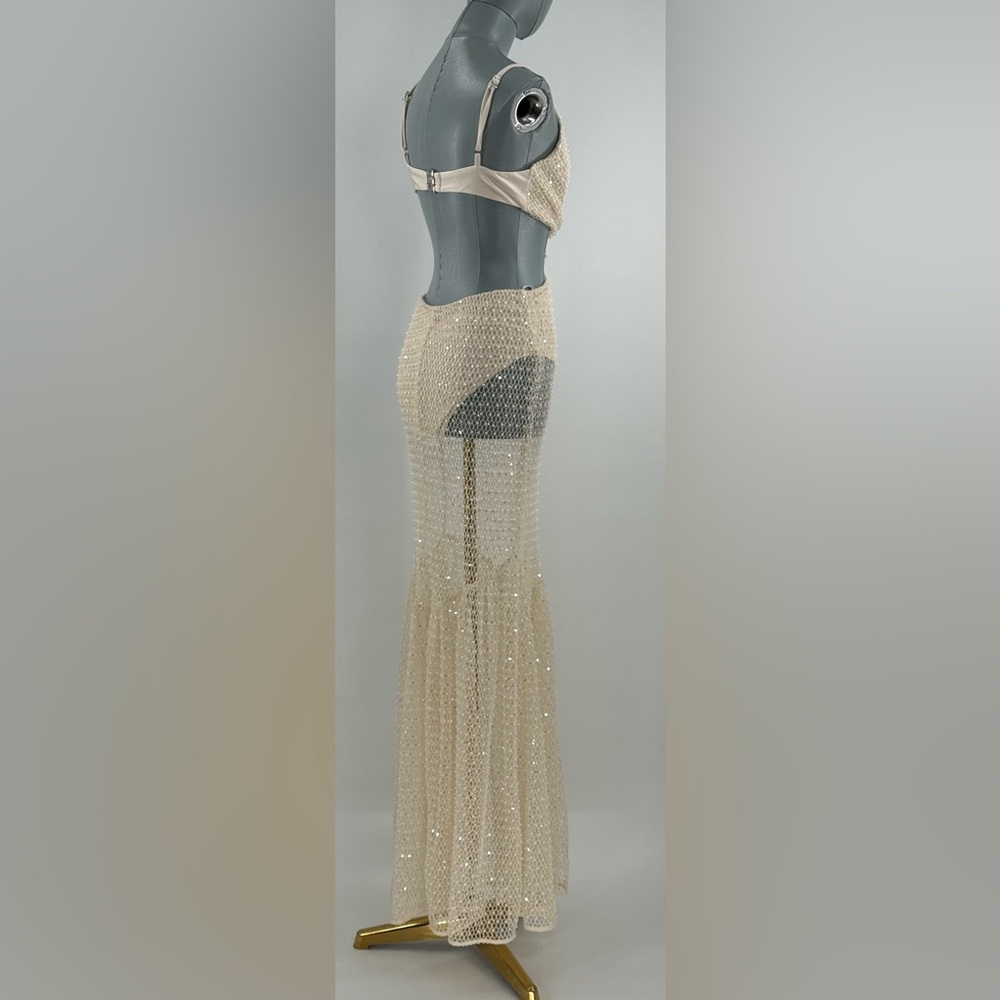 🆕 PATBO 🧿 NWOT Crochet Bloom Cut Out Beach Dress, Off White - Sz US 8 BR 40 - Picture 7 of 17